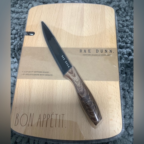 Rae Dunn Bon Appetit. Cutting Board and Knife Set - Picture 2 of 5